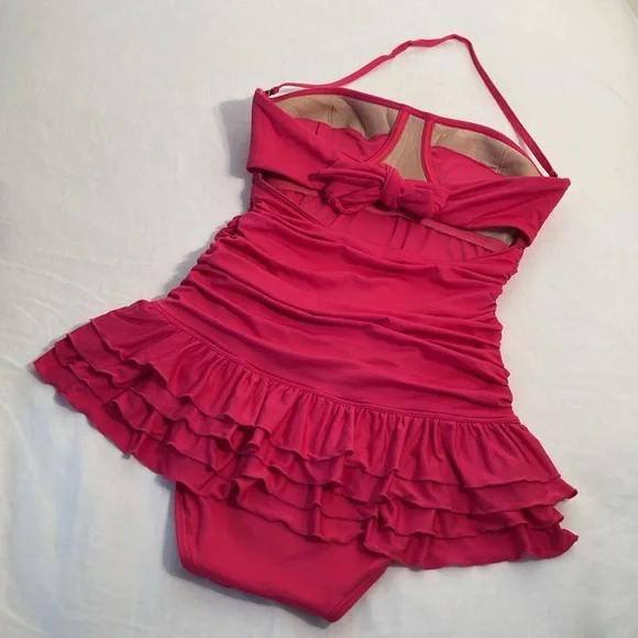Juicy Couture Hot pink cascade ruffled swimsuit one piece - Picture 4 of 16